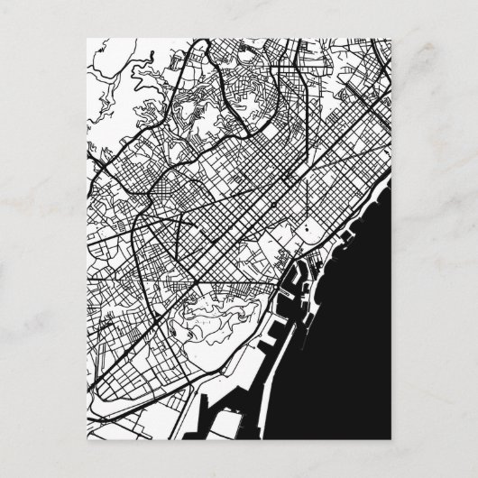 Stadtplan von Barcelona Spanien Postkarte (Vorderseite)