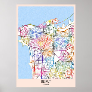 Stadtplan von Beirut Poster