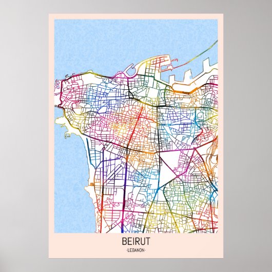 Stadtplan von Beirut Poster (Vorne)