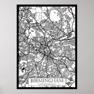 Stadtplan von Birmingham Vereinigtes Königreich Poster