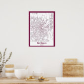 Stadtplan von Bordeaux Frankreich Poster (Küche)