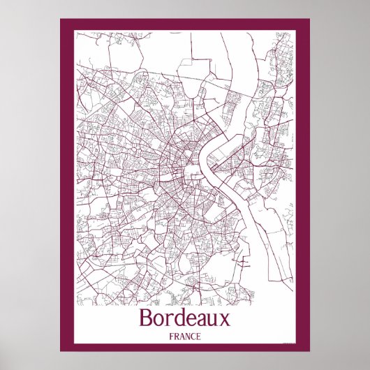 Stadtplan von Bordeaux Frankreich Poster (Vorne)