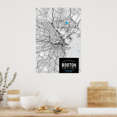 Stadtplan von Boston mit Ihrem Standort Poster (Küche)