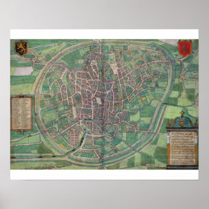Stadtplan von Brüssel, von 'Civitates Orbis Terra Poster