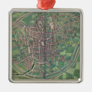 Stadtplan von Brüssel, von 'Civitates Orbis Terra Silbernes Ornament