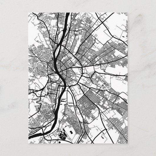 Stadtplan von Budapest Ungarn Postkarte (Vorderseite)