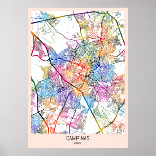 Stadtplan von Campinas Brasilien Poster