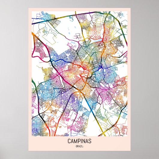 Stadtplan von Campinas Brasilien Poster (Vorne)