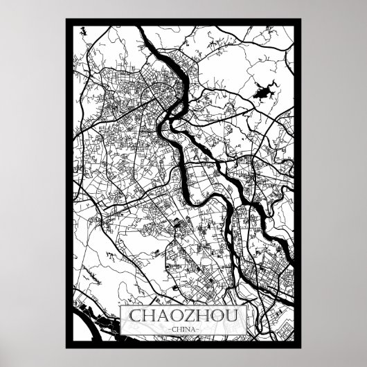 Stadtplan von Chaozhou, China Poster (Vorne)