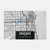 Stadtplan von Chicago + Zuhause-Position markieren Fußmatte (Vorderseite)