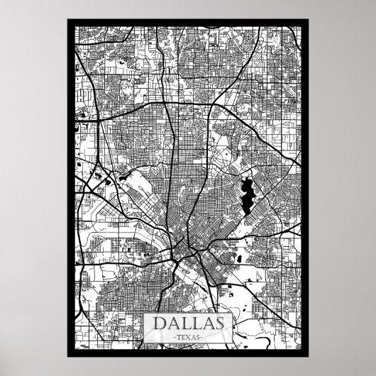 Stadtplan von Dallas USA Poster (Vorne)