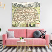 Stadtplan von Damaskus, Syrien, 1620 (Gravieren) Leinwanddruck (Insitu (Wohnzimmer))