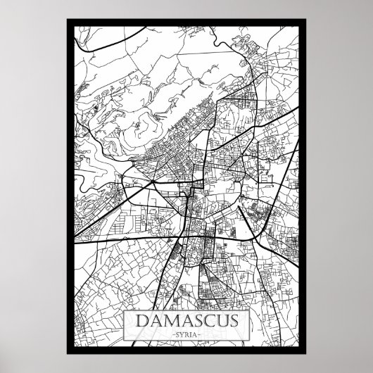 Stadtplan von Damaskus Syrien Poster (Vorne)
