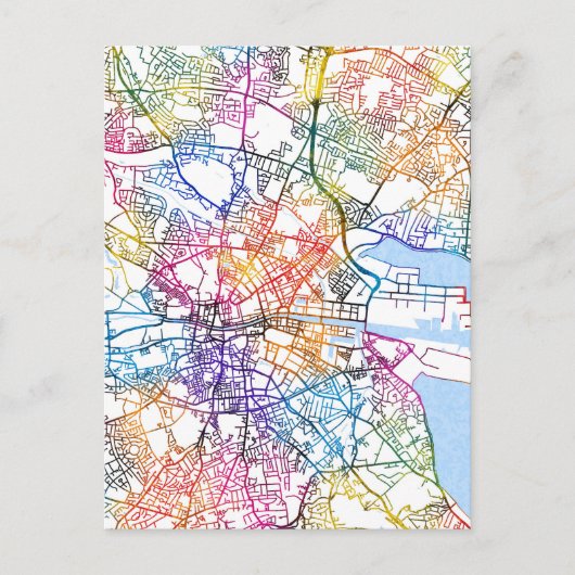 Stadtplan von Dublin Irland Postkarte (Vorderseite)
