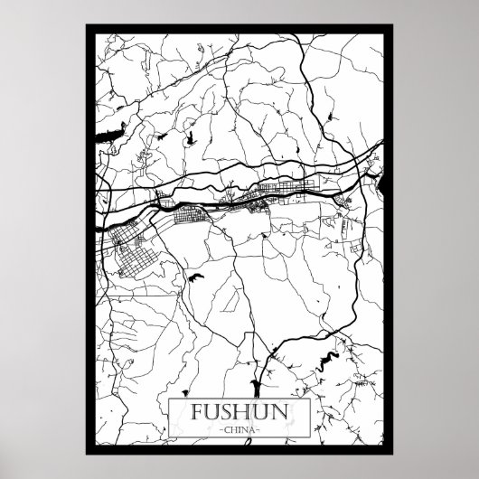 Stadtplan von Fushun China Poster (Vorne)