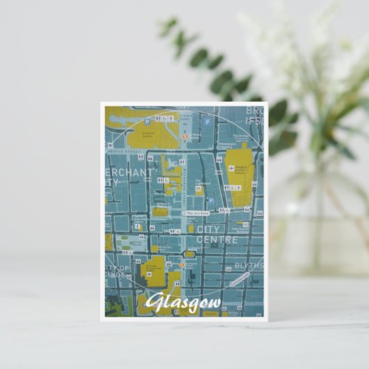 Stadtplan von Glasgow Postkarte (Stehend Vorderseite)