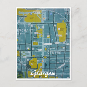 Stadtplan von Glasgow Postkarte