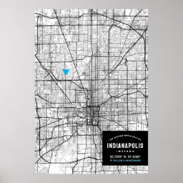 Stadtplan von Indianapolis + Ort markieren Poster