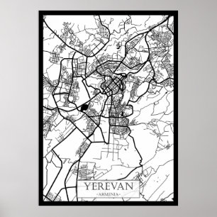 Stadtplan von Jerewan Armenien Poster