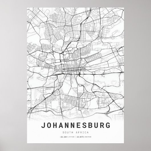Stadtplan von Johannesburg Poster (Vorne)