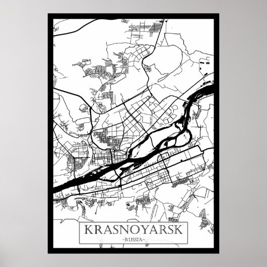 Stadtplan von Krasnojarsk Russland Poster (Vorne)