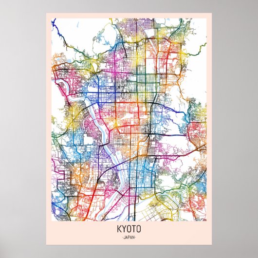 Stadtplan von Kyoto Poster (Vorne)