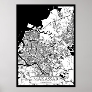 Stadtplan von Makassar Indonesien Poster