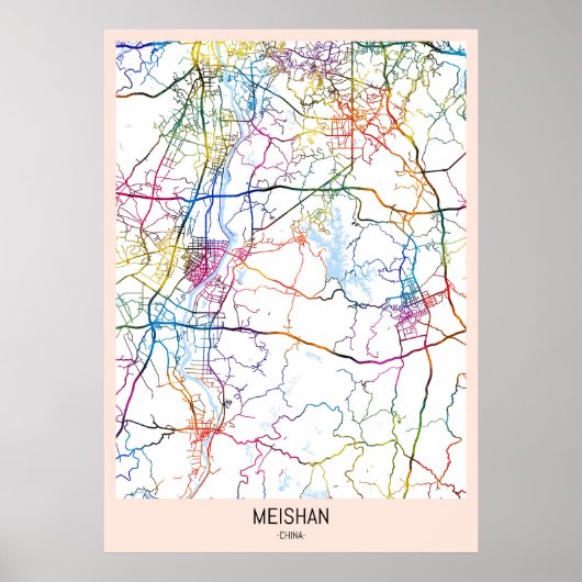 Stadtplan von Meishan, China Poster (Vorne)