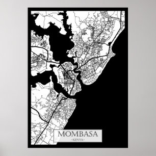 Stadtplan von Mombasa Kenia Poster
