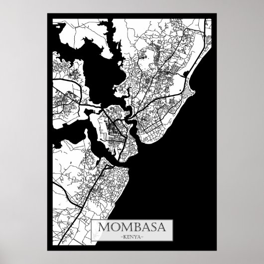 Stadtplan von Mombasa Kenia Poster (Vorne)