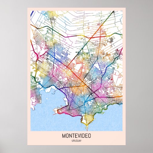 Stadtplan von Montevideo Uruguay Poster (Vorne)