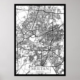 Stadtplan von Multan Pakistan Poster