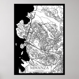 Stadtplan von Mwanza Tansania Poster