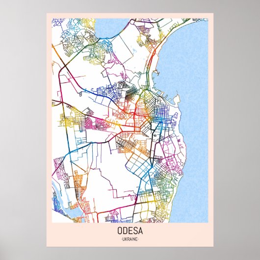 Stadtplan von Odessa Ukraine Poster (Vorne)