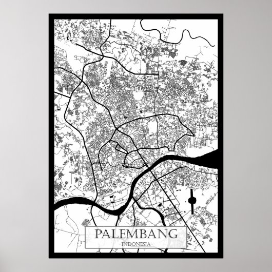 Stadtplan von Palembang Indonesien Poster (Vorne)