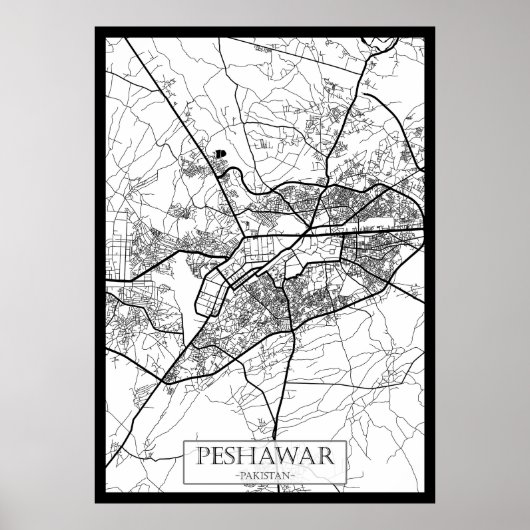 Stadtplan von Peshawar Pakistan Poster (Vorne)