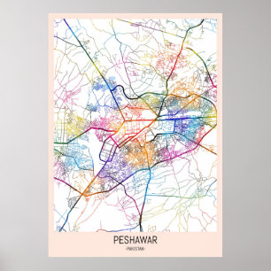Stadtplan von Peshawar Pakistan Poster
