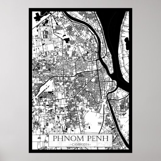 Stadtplan von Phnom Penh Kambodscha Poster (Vorne)