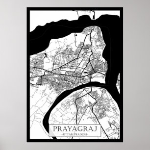 Stadtplan von Prayagraj Uttar Pradesh Poster