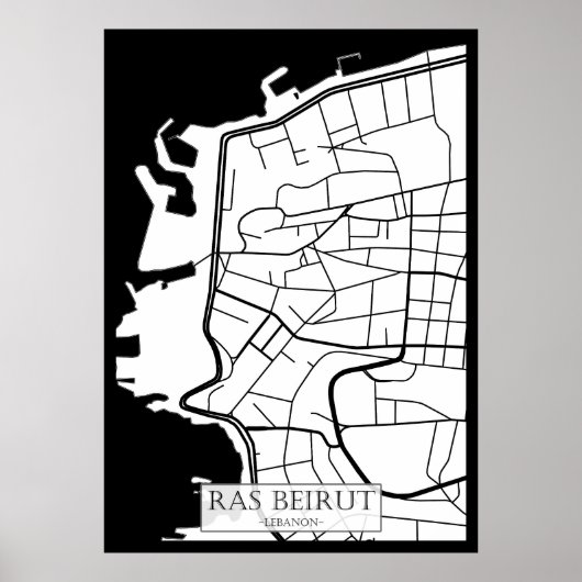 Stadtplan von Ras Beirut Libanon Poster (Vorne)