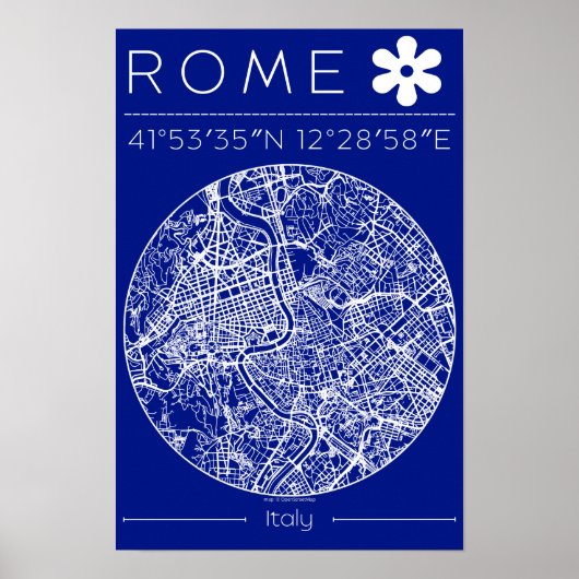 Stadtplan von Rom Poster – Kreisförmiges Design (Vorne)