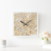 Stadtplan von Rom Quadratische Wanduhr (Zuhause)
