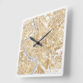 Stadtplan von Rom Quadratische Wanduhr (Winkel)
