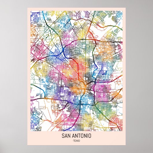 Stadtplan von San Antonio USA Poster (Vorne)