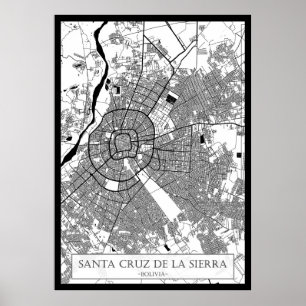 Stadtplan von Santa Cruz de la Sierra Bolivien Poster