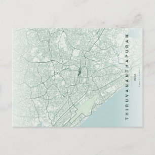 Stadtplan von Thiruvananthapuram Minimale Postkart Postkarte