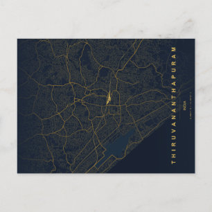 Stadtplan von Thiruvananthapuram Minimale Postkart Postkarte