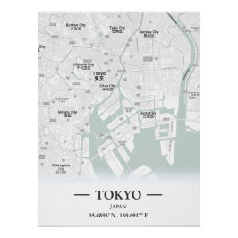 Stadtplan von Tokio, Japan im klassischen Stil Poster