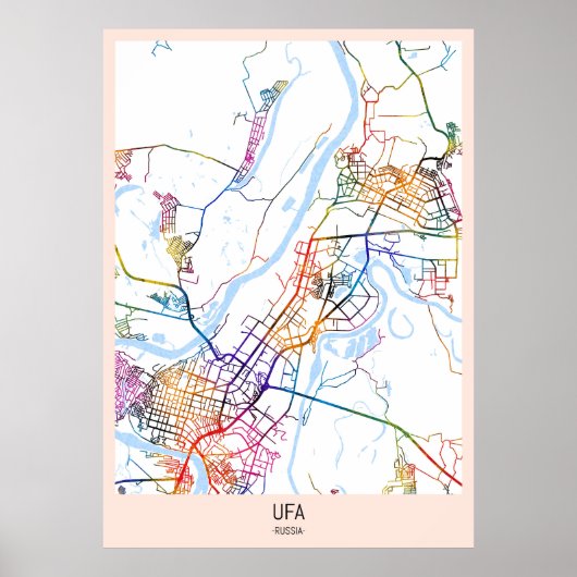 Stadtplan von Ufa Russland Poster (Vorne)