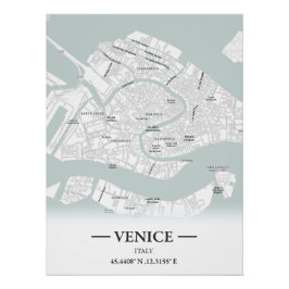 Stadtplan von Venedig im klassischen Stil, Italien Poster